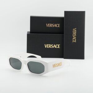 Versace VE4489U 314/87 Rectangle Sunglasses – White/Dark Grey